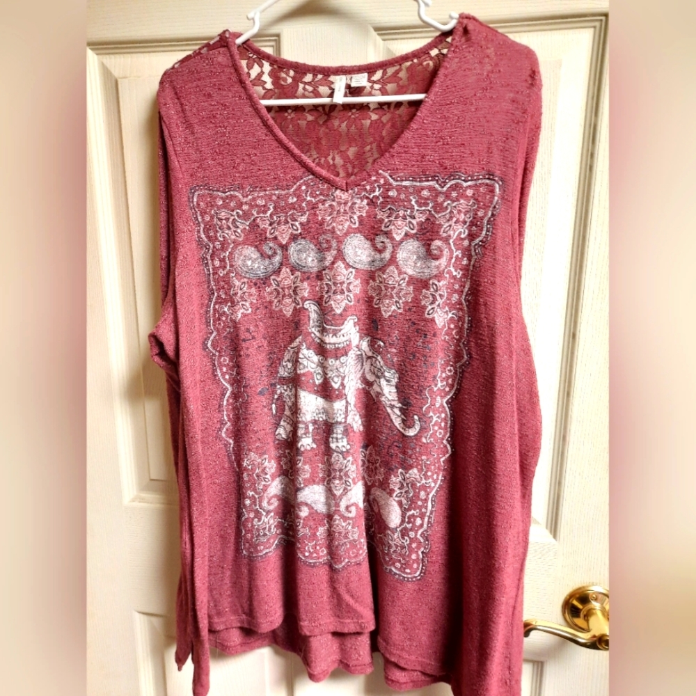 Est 1846 long sleeve top with Elephant on front and lace on top